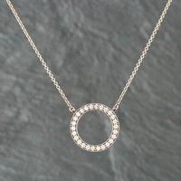 Pre-Owned Pandora Sterling Silver Cubic Zirconia Circle Of Sparkle Pendant & 17 Inch Trace Chain 41221041