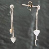 Pre-Owned 9ct White Gold Two Strand Heart Dropper Earrings 41171073