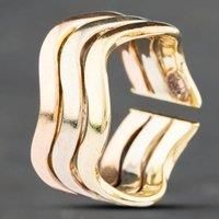 Pre-Owned 9ct Three Colour Gold Wave Dress Ring 41101231