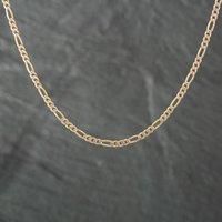 Pre-Owned 9ct Two Colour Gold Diamond Cut 17 Inch Figaro Chain 41161052