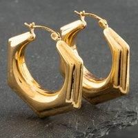 Pre-Owned 9ct Yellow Gold Patterned Hoop Earrings 41171219