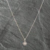 Pre-Owned 9ct White Gold 0.21ct Brilliant Cut Diamond Cluster Pendant & 18 Inch Curb Chain 41141405