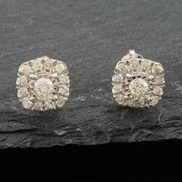 Pre-Owned 9ct White Gold Diamond Cluster Stud Earrings 41171278