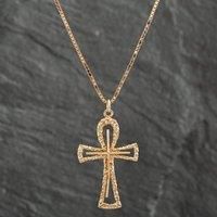 Pre-Owned 9ct Yellow Gold Cross Pendant & 20 Inch Box Chain 41141287