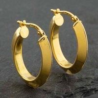 Pre-Owned 9ct Yellow Gold Plain Oval Hoop Earrings 41171323