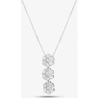 Pre-Owned 18ct White Gold 2.00ct Brilliant Cut Diamond Triple Cluster Pendant & 18 Inch Box Chain 43141085