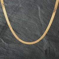 Pre-Owned 9ct Yellow Gold Patterned Flat 17 Inch Collarette Herringbone Chain 41161234