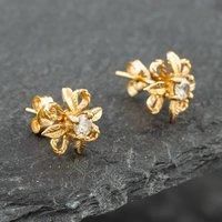 Pre-Owned Yellow Gold Glass Flower Stud Earrings 41171376