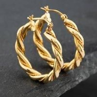 Pre-Owned 9ct Yellow Gold 28mm Twisted Hoop Earrings 41171527