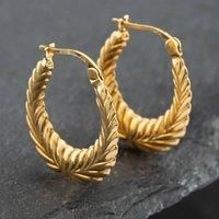 Pre-Owned 9ct Yellow Gold 20mm Patterned Creole Earrings 41171545