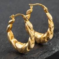 Pre-Owned Yellow Gold 24mm Patterned Creole Earrings 41171577