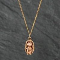 Pre-Owned 9ct Two Colour Gold Hedgehog Pendant & 16 Inch Belcher Chain 41141269