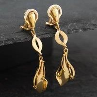 Pre-Owned 9ct Yellow Gold Clip On Dropper Earrings 41171597