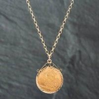 Pre-Owned Yellow Gold 1979 Elizabeth Full Sovereign Coin Keeper Pendant & 20 Inch Belcher Chain 41141505