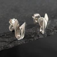 Pre-Owned 9ct White Gold Ribbon Stud Earrings 41171717