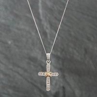 Pre-Owned 9ct Two Colour Gold Diamond Cross Loose Pendant 41141584