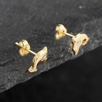 Pre-Owned 9ct Yellow Gold Cubic Zirconia Small Dolphin Stud Earrings 41171771