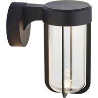 Matt Black Outdoor Wall Light with Glass Shade - IP44 Rated - Integrated LED