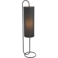 Matt Black Oval Floor Lamp & Black Fabric Shade - 1360mm Height - Standing Light