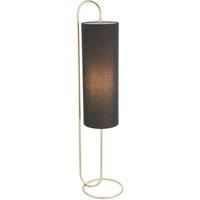 Antique Brass Oval Floor Lamp & Black Fabric Shade 1360mm Height Standing Light