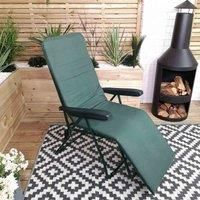 Samuel ALEXANDER Padded Outdoor Garden Patio Recliner/Sun Lounger in Plain Green