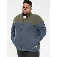 Mens Plus Size D555 Denham Pique Zip Sweatshirt Khaki/Grey 2XL-6XL