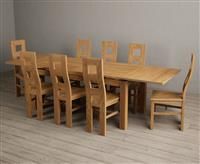 Hampshire 180cm Solid Oak Extending Dining Table With 6 Oak Flow Back Chairs with Oak Seats