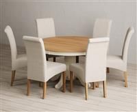 Hertford 120cm Fixed Top Oak and Cream Painted Dining Table with 4 Natural Chairs