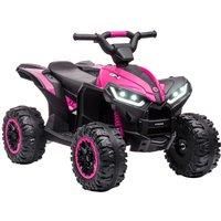 HOMCOM 12V Electric Quad Bikes for Kids Ride On Car ATV Toy, with Forward Reverse Functions, LED Headlights, for Ages 3-5 Years - Pink