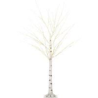 HOMCOM 5ft Artificial White Birch Tree Light with 96 Warm White Pre-Lit LED Light for Indoor and Covered Outdoor Use