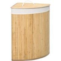 HOMCOM 55L Bamboo Corner Laundry Hamper with Lid, Removable Lining Natural Wood