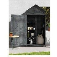 Outsunny Garden Shed 4-Tier Wooden Garden Outdoor Shed 3 Shelves Utility Gardener Cabinet Lockable 2 Doors - Grey