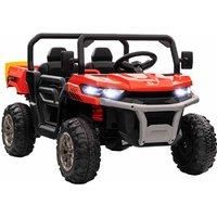 HOMCOM 12V Two-Seater Kids Electric Ride-On Car, with Electric Bucket, Remote Control - Red