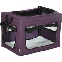 PawHut 48.5cm Foldable Pet Carrier, Portable Cat Carrier, Cat Bag, Pet Travel Bag with Cushion for Miniature Dogs, Purple