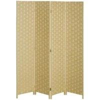 HOMCOM 4 Panel Folding Room Dividers For Wall Privacy Screen Panels - Brown