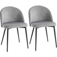 HOMCOM Dining Chairs Set of 2 Contemporary Design for Office Dining Kitchen w/Soft Fabric Seat and Back Living Room - Grey