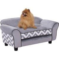 PawHut Dog Sofa Bed for XS-Sized Dogs, Cat Sofa with Soft Cushion, Pet Chair Lounge with Washable Cover, Removable Legs, Wooden Frame - Grey