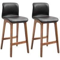 HOMCOM Modern Wood Bar Chairs Kitchen Cafe Stools Dining Barstool - Brown