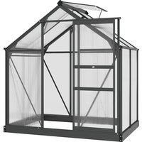 Outsunny Clear Polycarbonate Greenhouse Large Walk-In Green House Garden Plants Grow Galvanized Base Aluminium Frame with Slide Door, 6 x 4ft