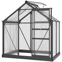 Outsunny 6x4ft Walk-In Polycarbonate Greenhouse Plant Grow Galvanized Aluminium