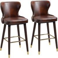 2 Pieces Home Luxury Bar Chair Stool PU Leather European Style