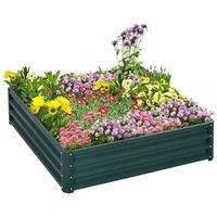 Outsunny Square Raised Garden Bed Box with Weatherized Steel Frame for Vegetables, Flowers, & Herbs, 120 x 120 x 30cm, Green