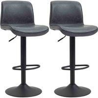 HOMCOM Set Of 2 Bar Stools Retro Pu Leather Bar Chairs With Footrest - Dark Grey