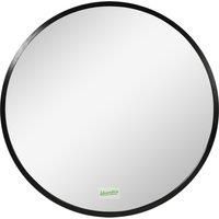 kleankin Round Bathroom Mirror, Modern Wall-mounted Makeup Mirror with Aluminium Frame for Washroom Living Room, Black, 40x40 cm