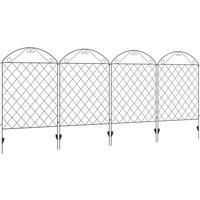 Outsunny Decorative Garden Fencing, 43in x 11.5ft Outdoor Picket Fence Panels, 4PCs Rustproof Metal Wire Landscape Flower Bed Border Edging, Black