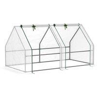 Outsunny Mini Small Greenhouse with Steel Frame & PE Cover & Zippered Window Poly tunnel Steeple for Plants Vegetables, 180 x 90 x 90 cm, White