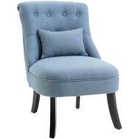 HOMCOM Fabric Single Sofa Dining Chair Tub Chair Upholstered W/ Pillow Solid Wood Leg Home Living Room Furniture Blue