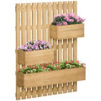 Outsunny Wooden Garden Planters with Trellis Wall-mounted Raised Garden Bed