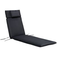 Outsunny Garden Sun Lounger Chair Cushion Reclining Relaxer Indoor Outdoor Black