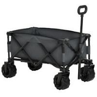 Outsunny Outdoor Cart Folding Cargo Wagon Trailer Beach w/ Handle Dark Grey